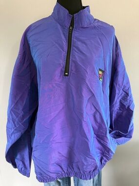 Vintage 80s 90s Surf Style Purple Half-Zip Windbreaker Pullover
